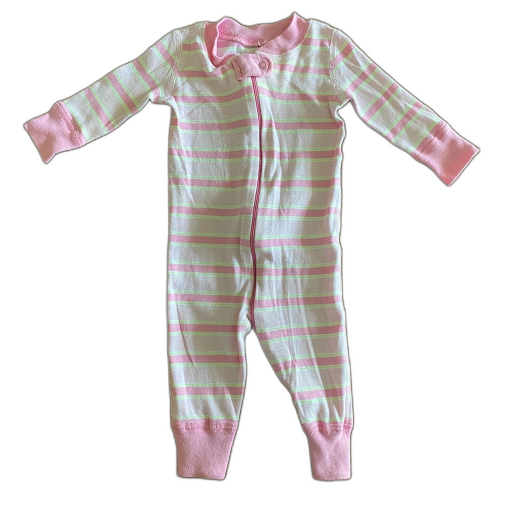 Hanna Andersson Pink Striped Footless Pajamas Girls' 6-12 Months